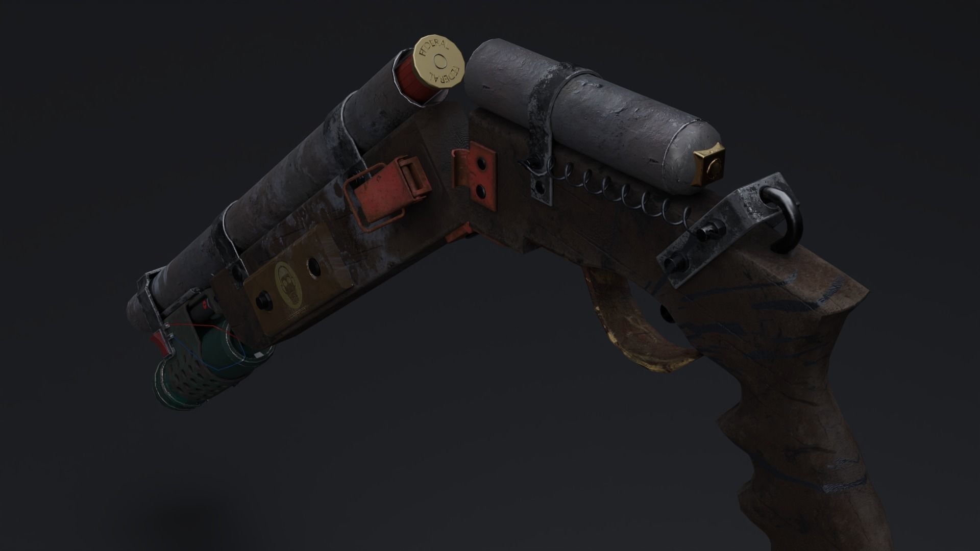  Game ready post apocalypse shotgun Low-poly 3D model_1