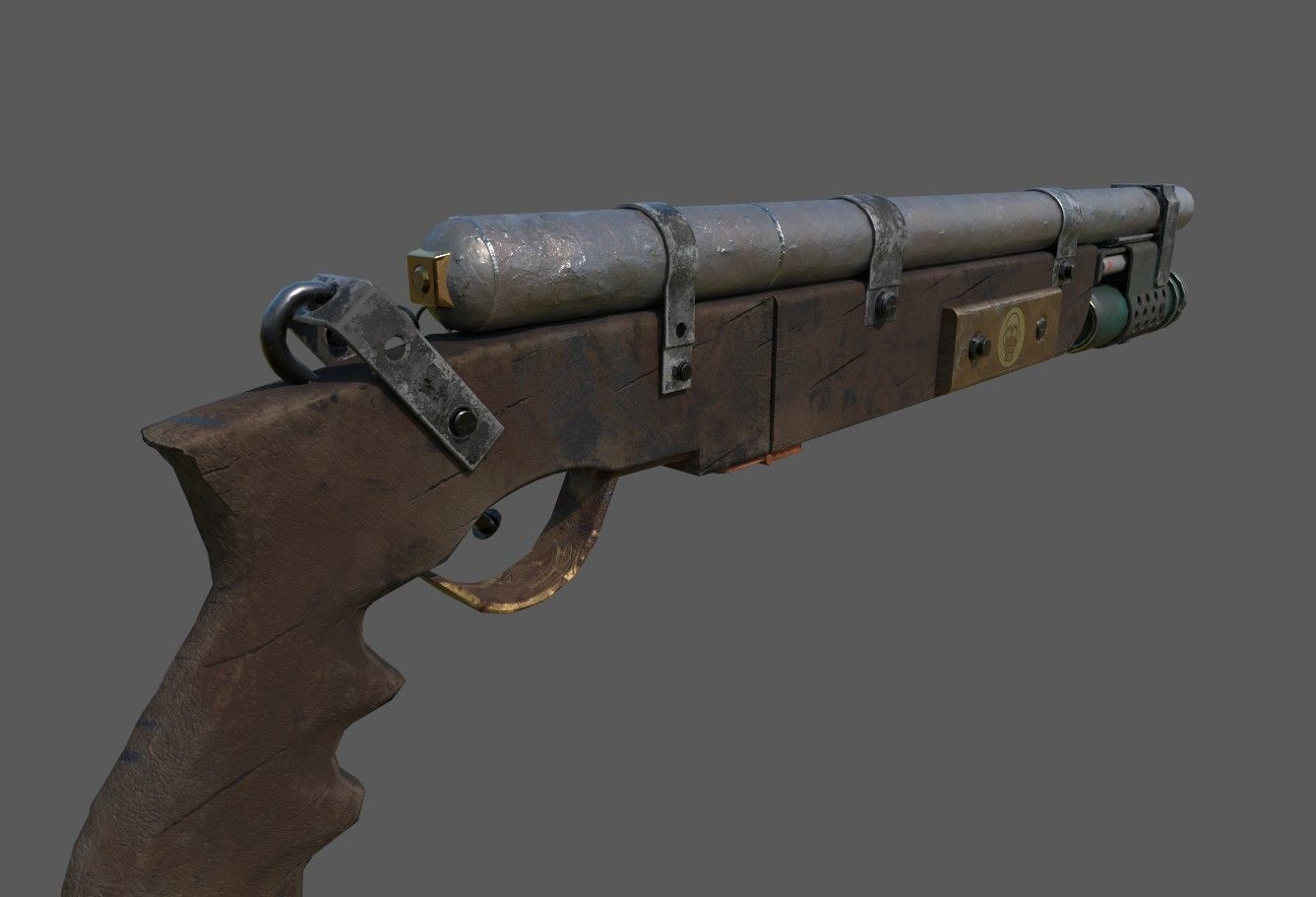  Game ready post apocalypse shotgun Low-poly 3D model_5