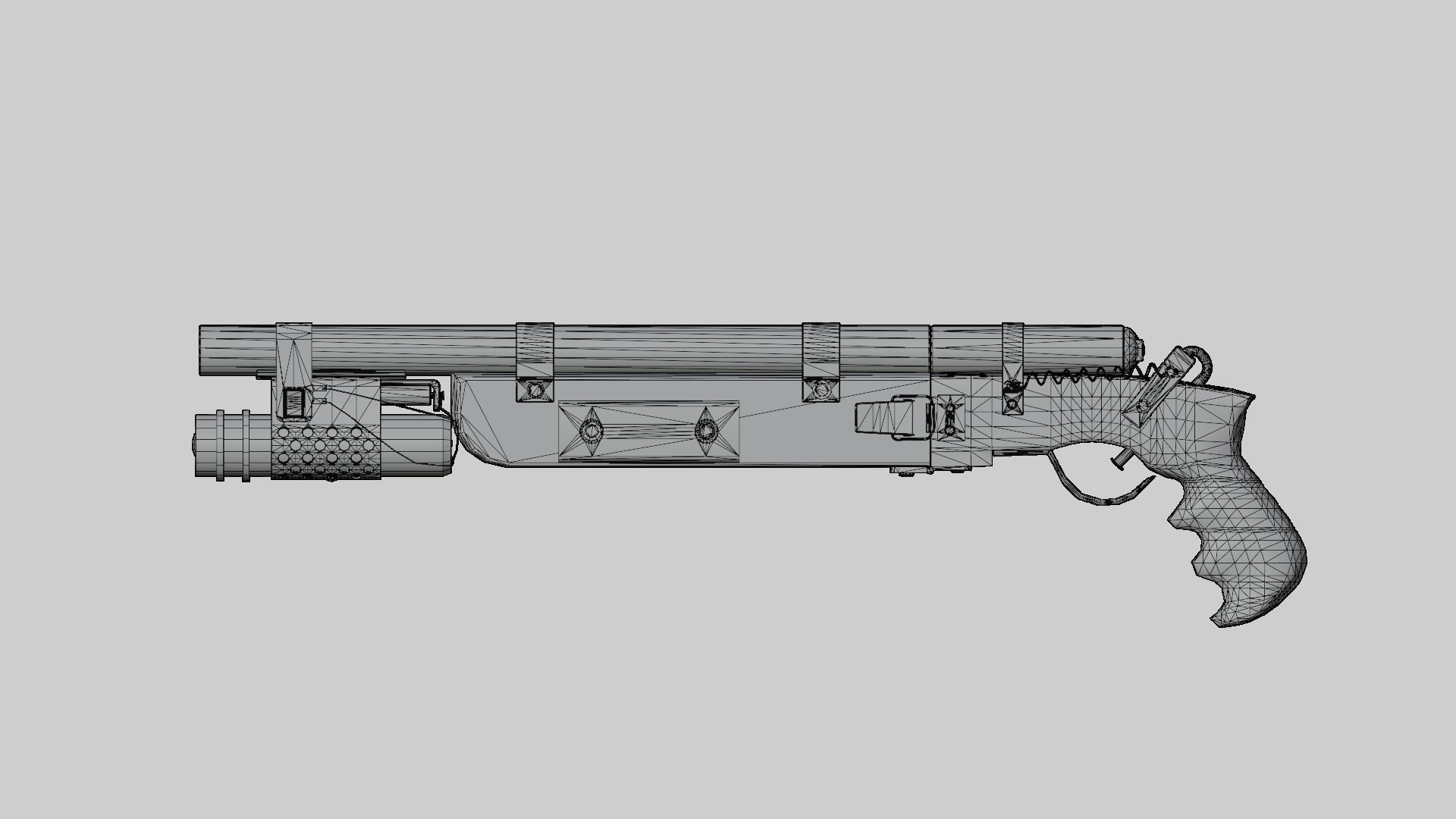  Game ready post apocalypse shotgun Low-poly 3D model_7