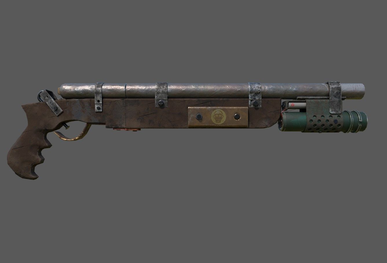  Game ready post apocalypse shotgun Low-poly 3D model_2