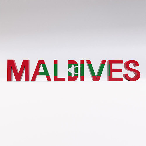 Maldives country Name text 3d model  Low-poly 3D model