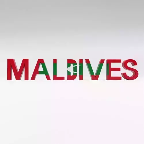 Maldives country Name text 3d model  Low-poly 3D model