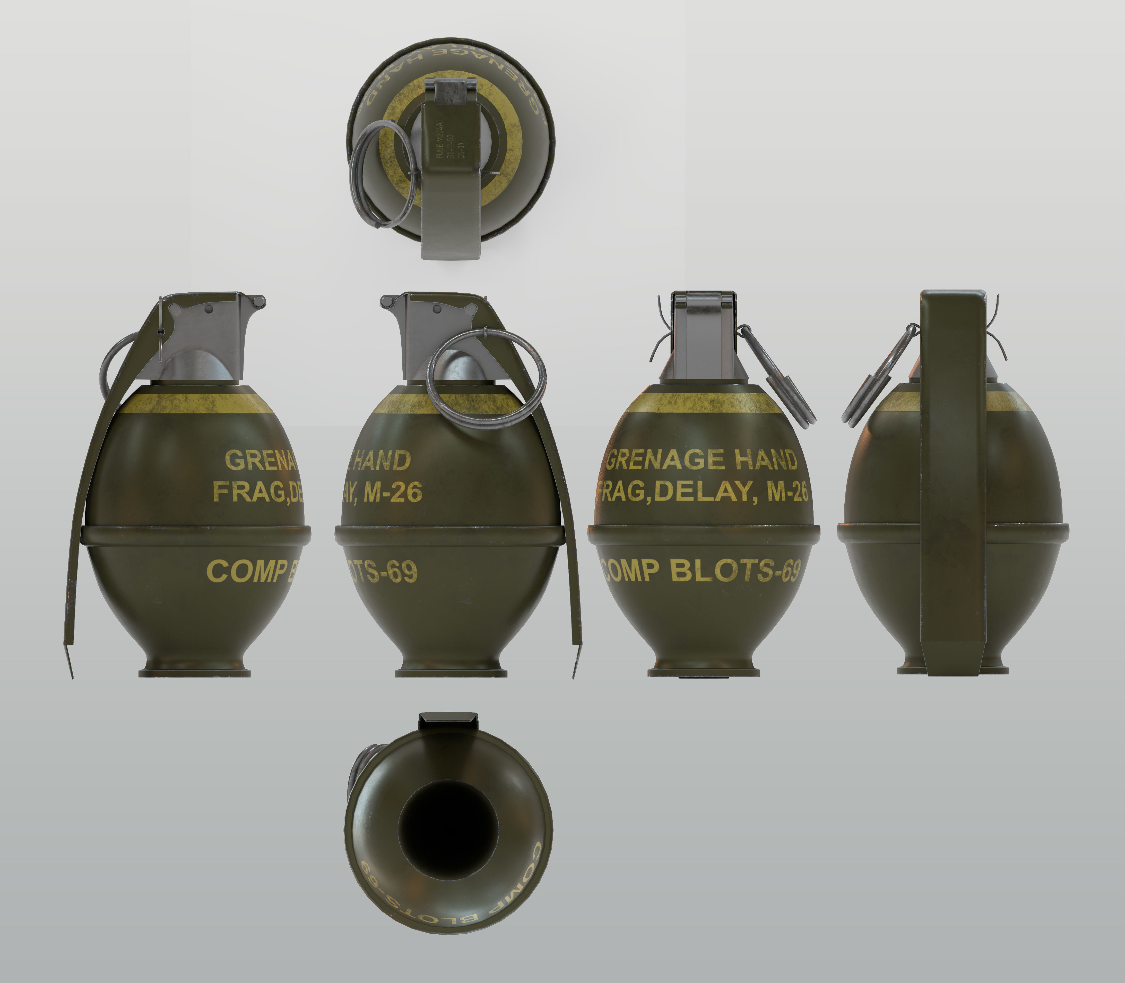 M26 grenade Low-poly 3D model_5