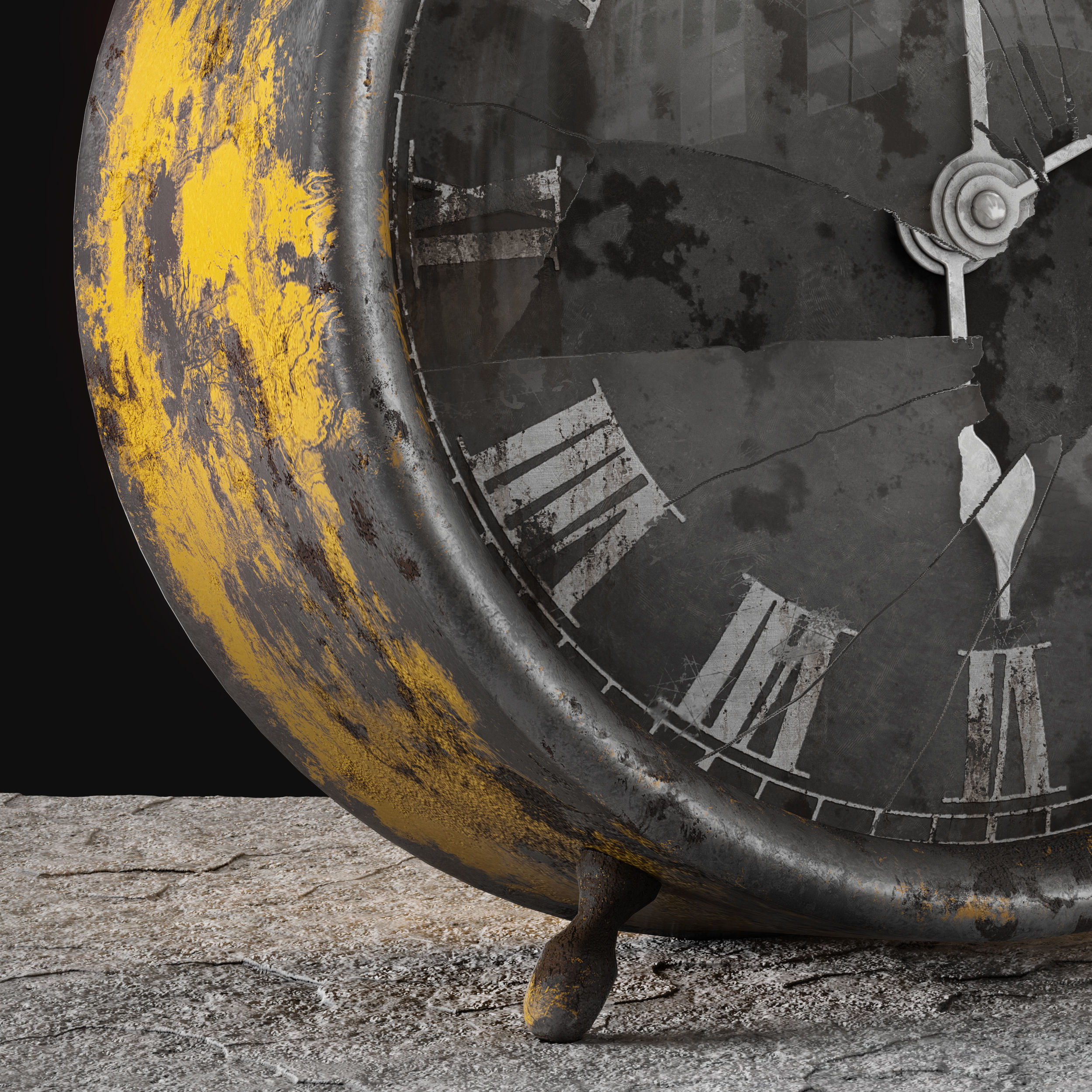 Worn old alarm clock 3D model_2