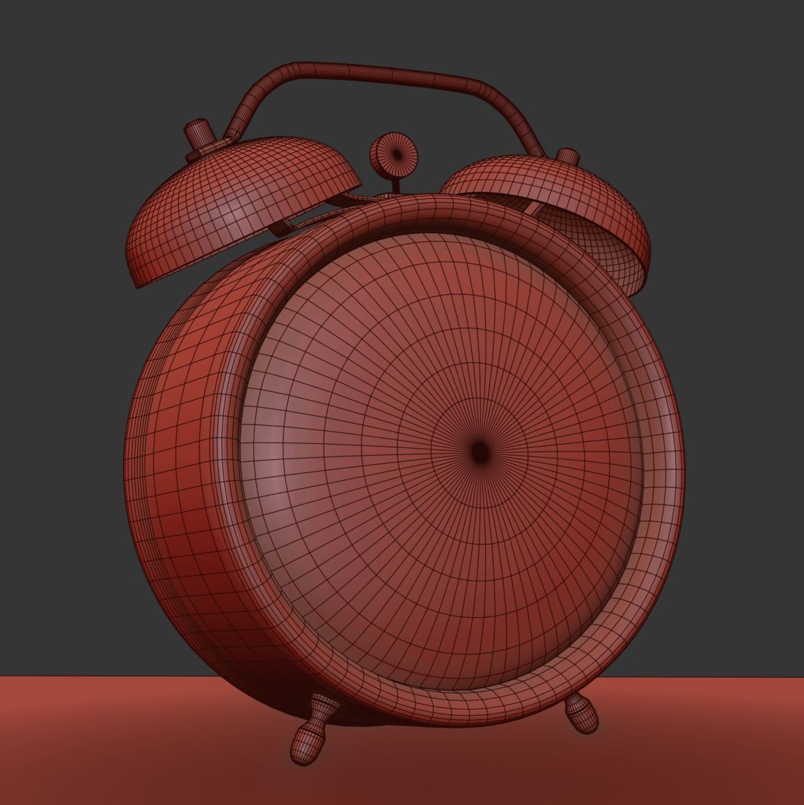 Worn old alarm clock 3D model_3