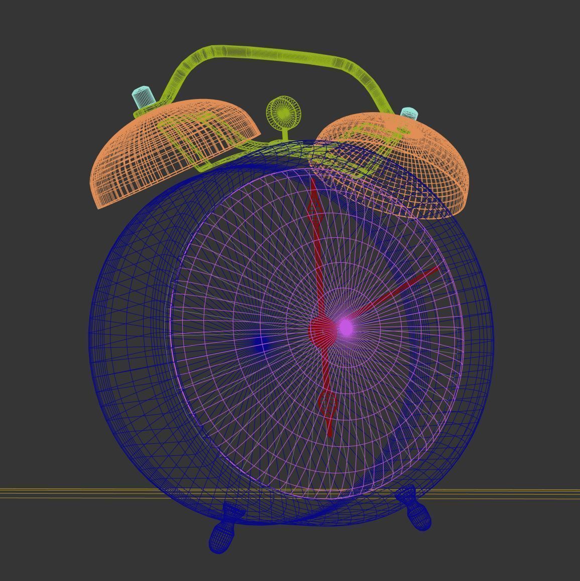 Worn old alarm clock 3D model_4