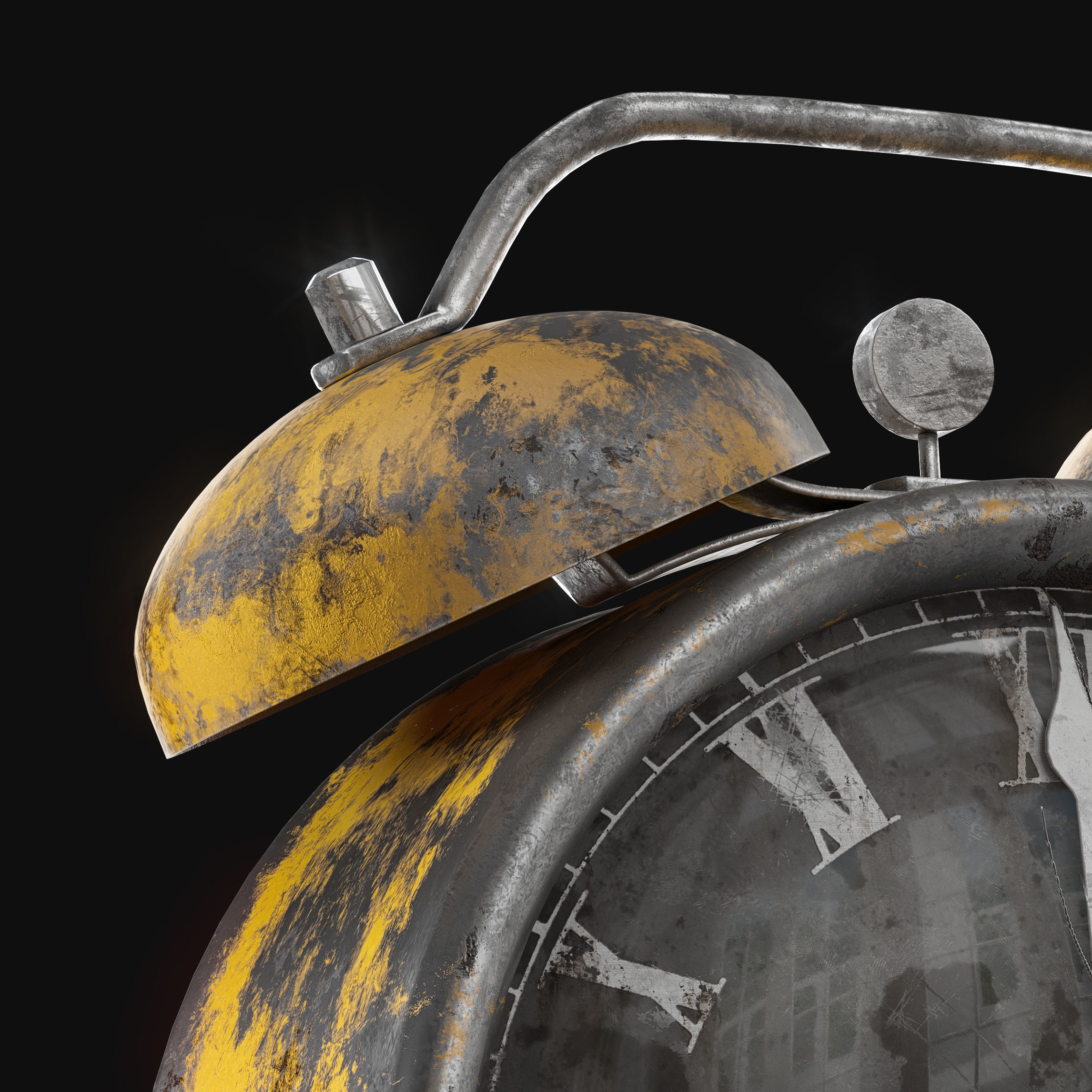 Worn old alarm clock 3D model_1