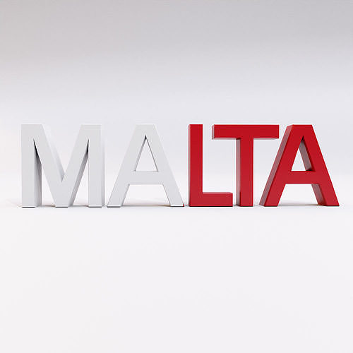 Malta country Name text 3d model  Low-poly 3D model