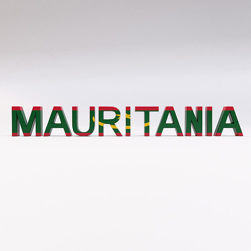Mauritania country Name  text 3d model  Low-poly 3D model