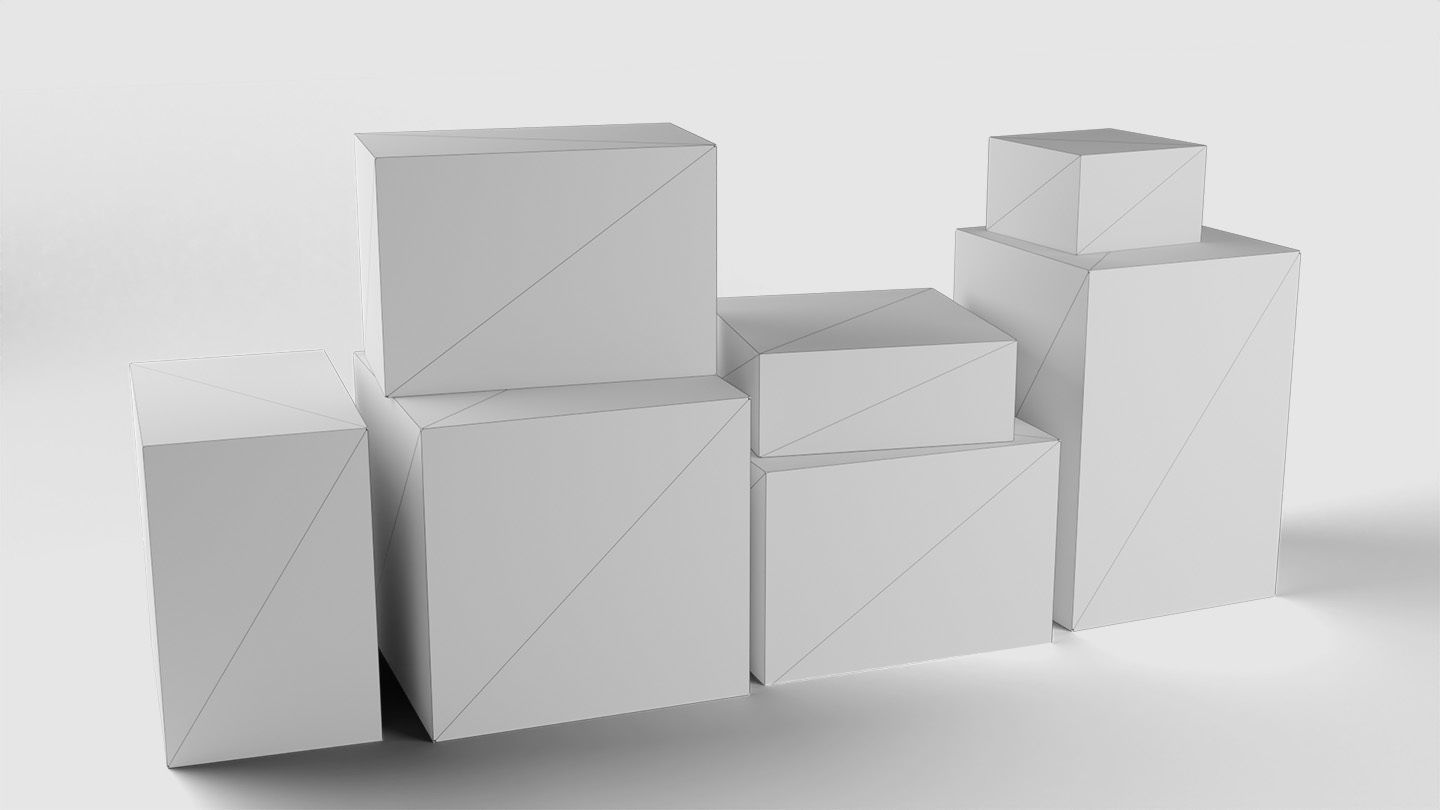 3D model Boxes set - game ready group of cardboard VR / AR / low-poly ...