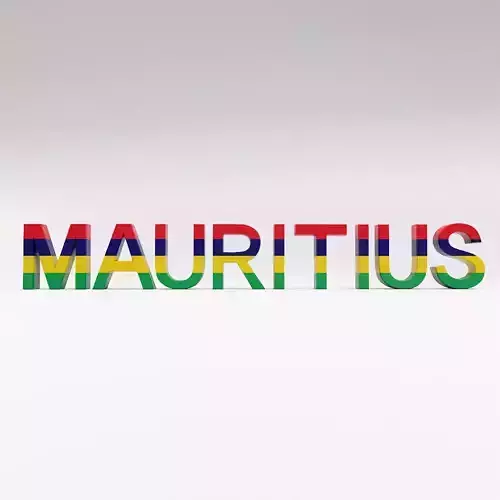 Mauritius country Name text 3d model  Low-poly 3D model