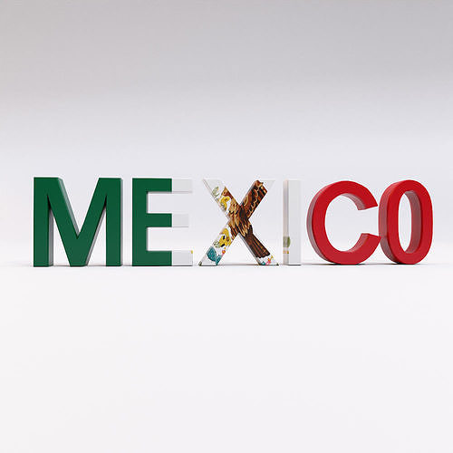Mexico country Name text 3d model  Low-poly 3D model