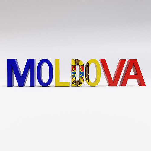 Moldova country Name text 3d model  Low-poly 3D model
