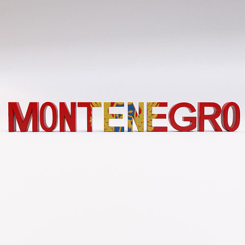 Montenegro country Name text 3d model  Low-poly 3D model