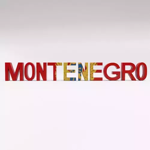 Montenegro country Name text 3d model  Low-poly 3D model