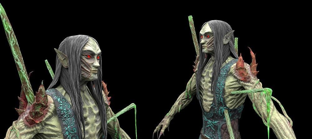 Dark Elf Low-poly 3D model_7