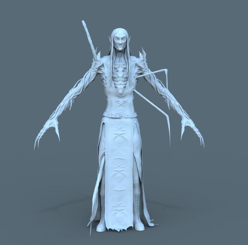Dark Elf Low-poly 3D model_4
