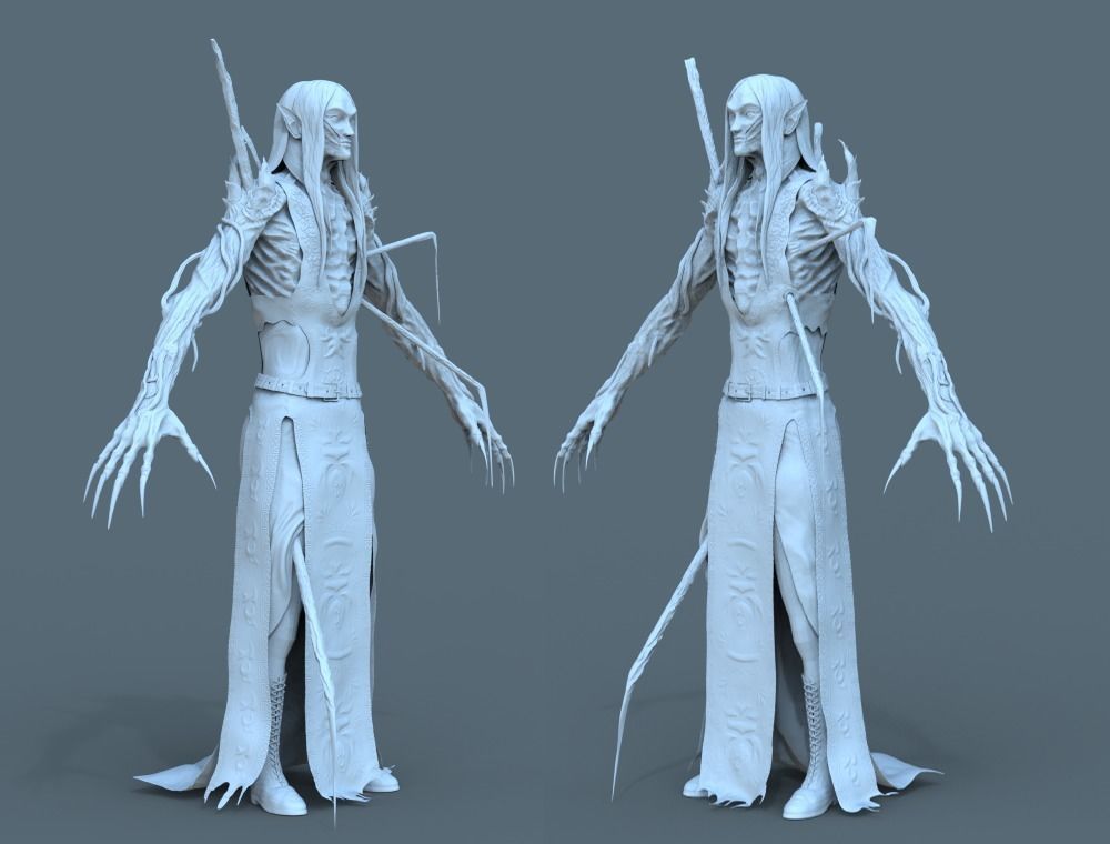 Dark Elf Low-poly 3D model_2