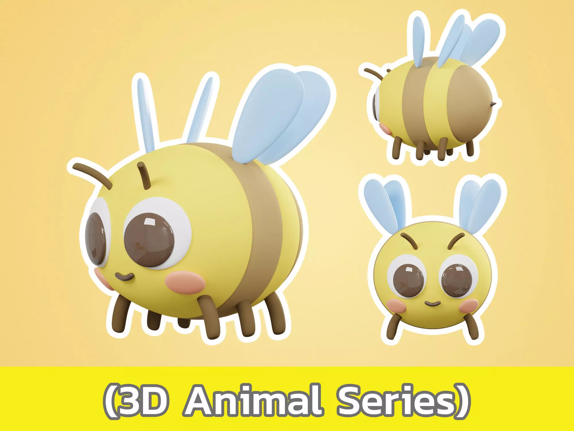 Character Cartoon bee 3D model_0
