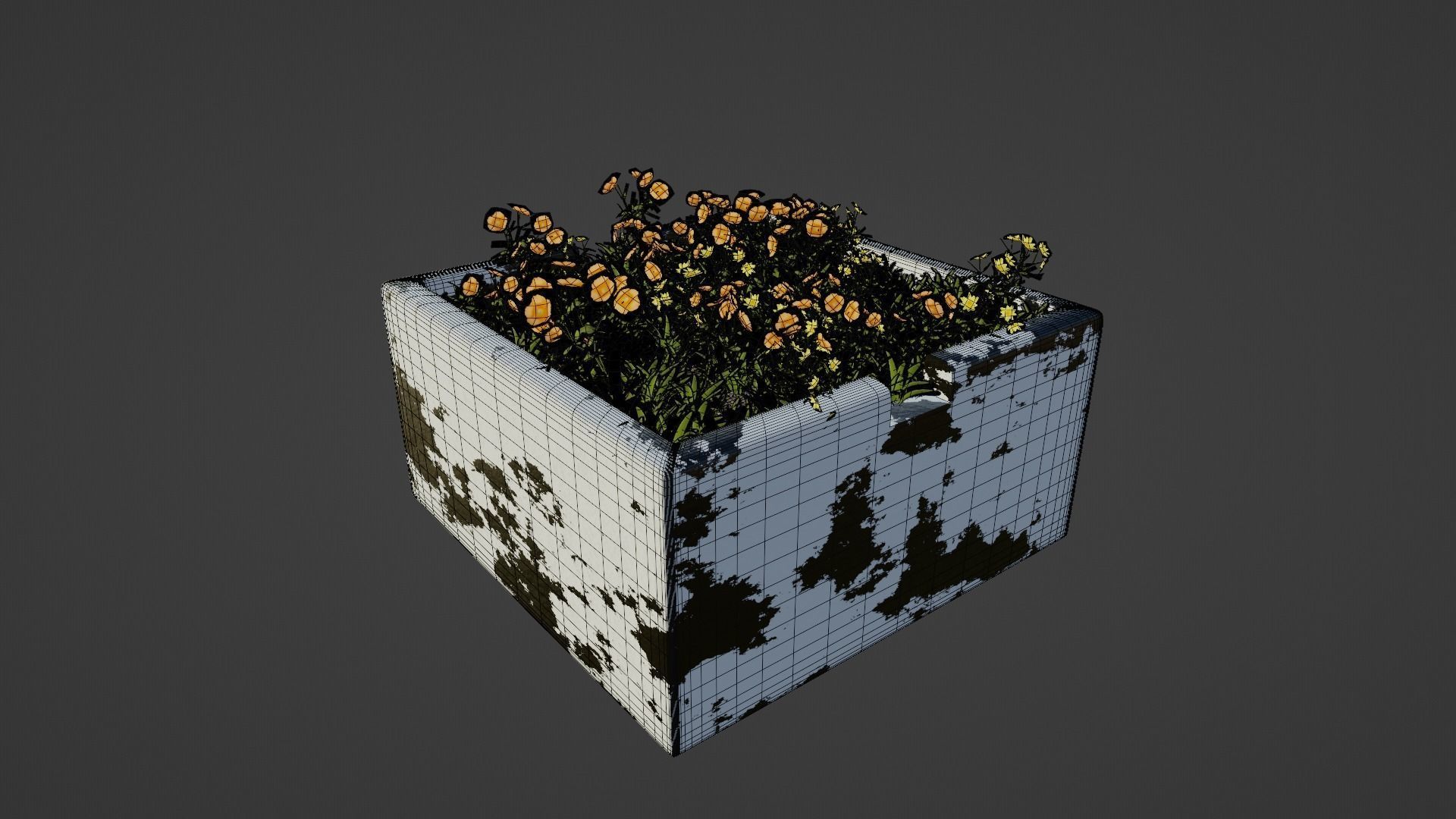 Flowerbed with grass and flowers  3D model_12