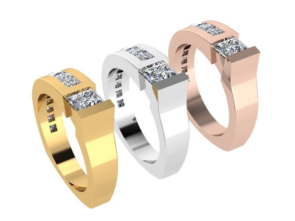 Ring211 diamond engagement ring gold 3D print model_4