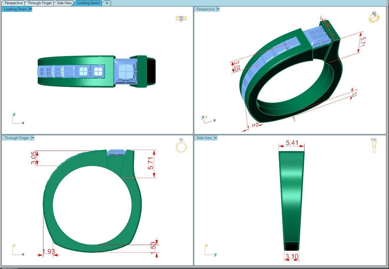 Ring211 diamond engagement ring gold 3D print model_5