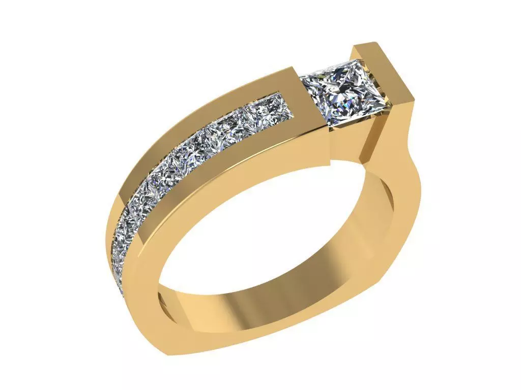 Ring211 diamond engagement ring gold 3D print model_0