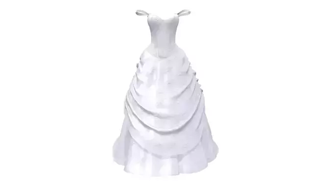 Off Shoulder Strap Ball Gown Wedding Dress Low-poly 3D model