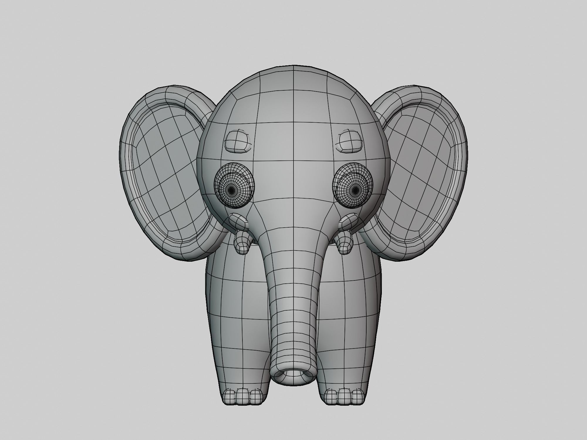 Cartoon cute Elephant 3D model_2