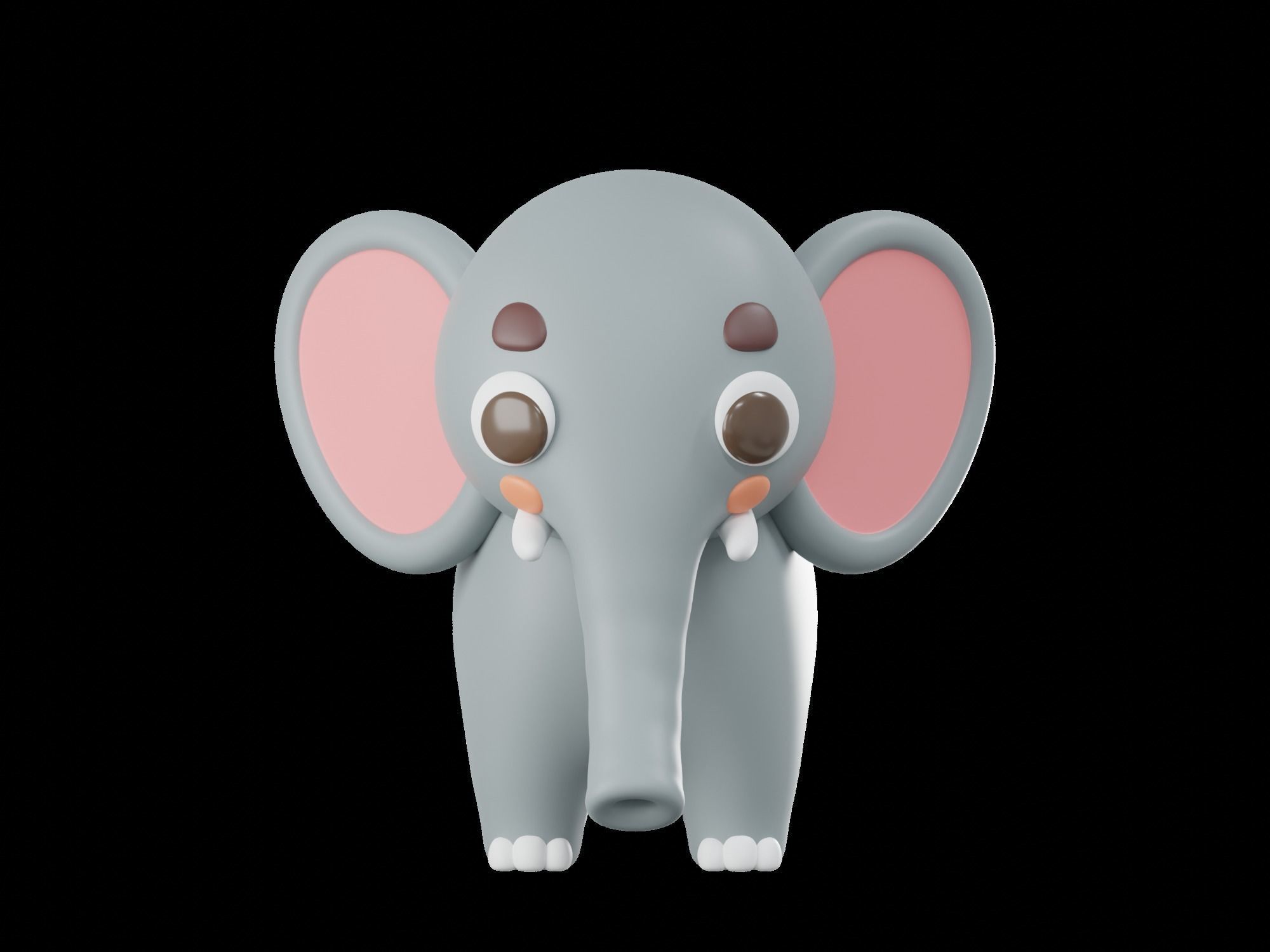 Cartoon cute Elephant 3D model_1