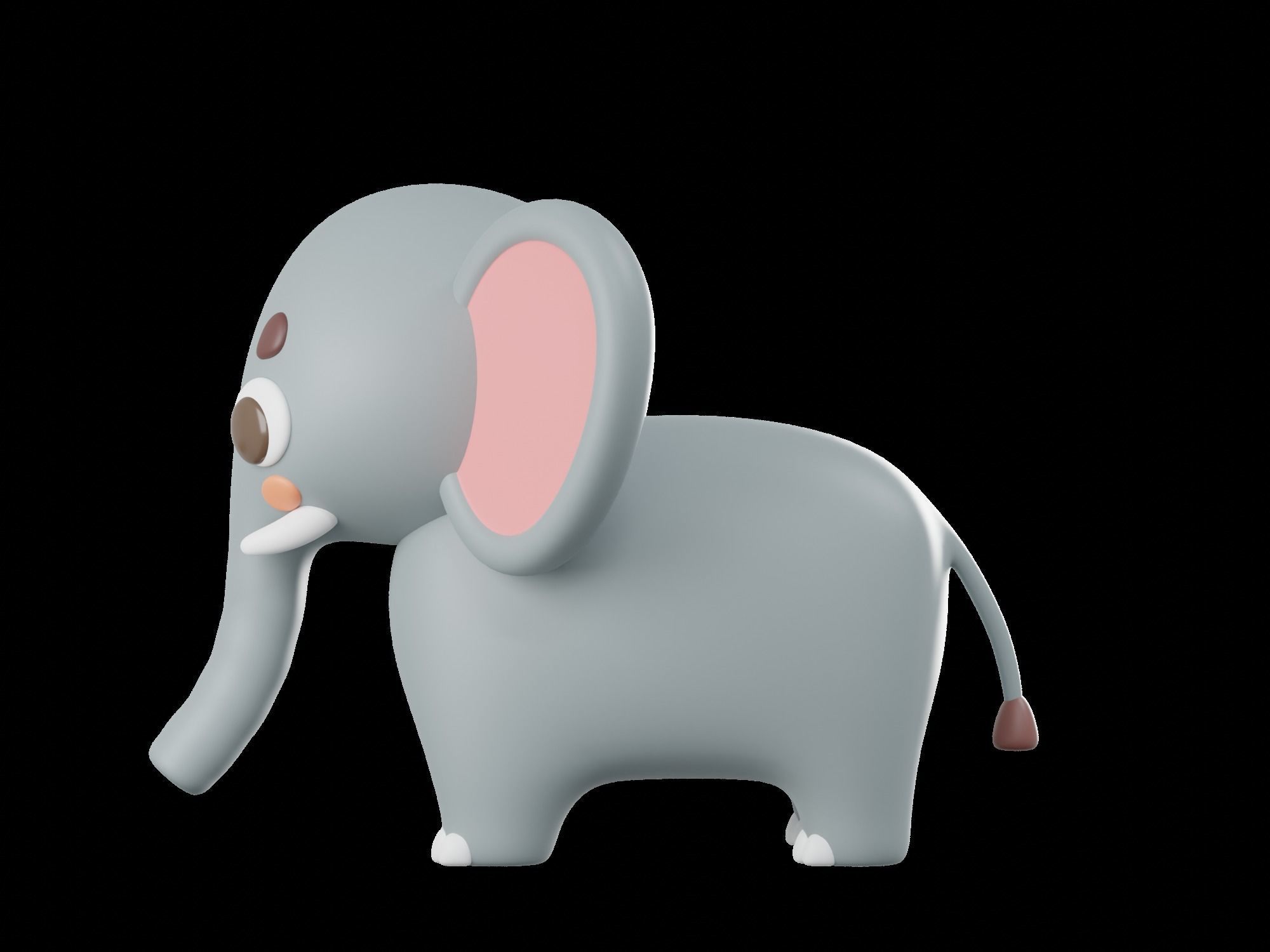 Cartoon cute Elephant 3D model_5