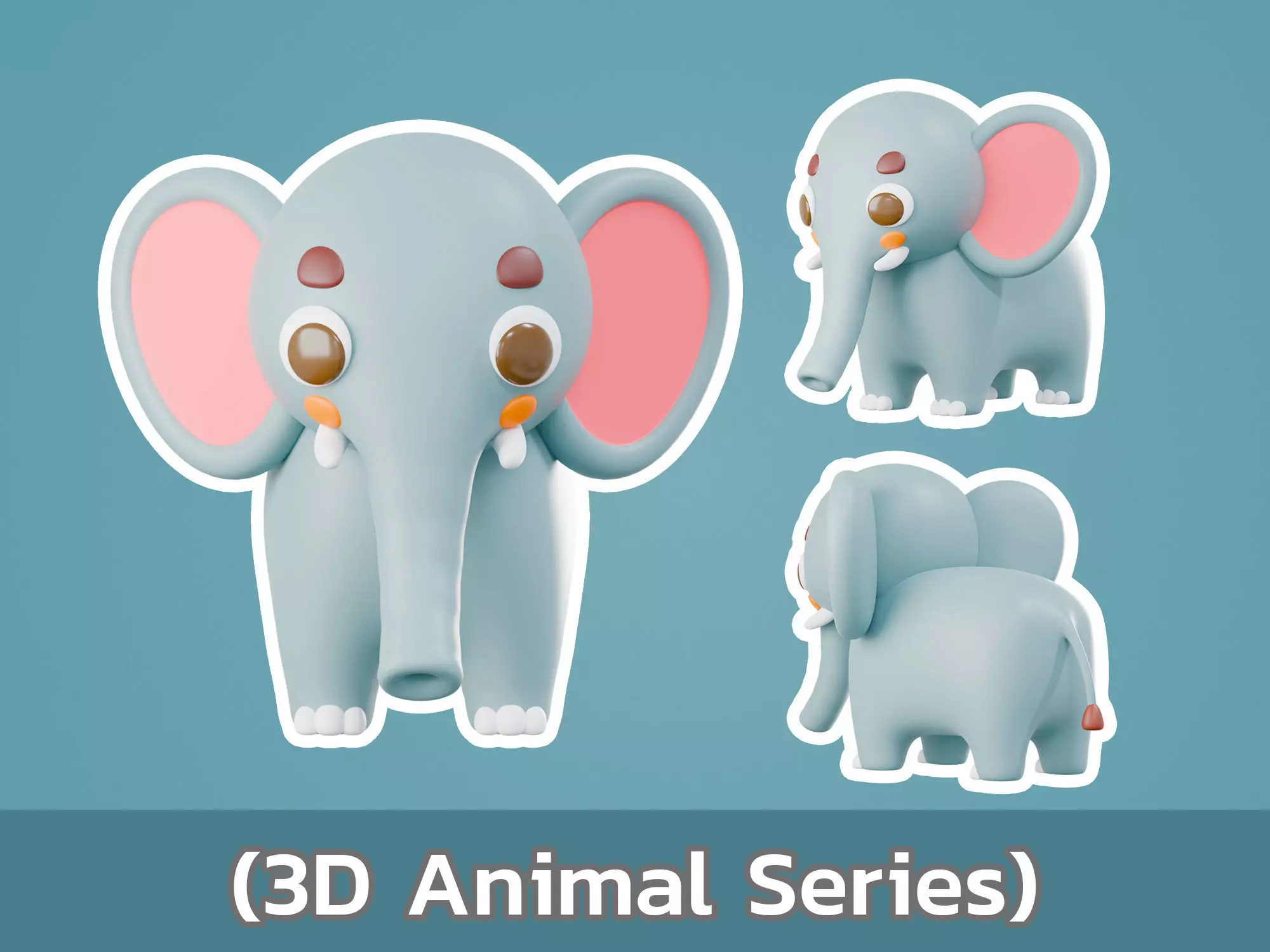 Cartoon cute Elephant 3D model_0