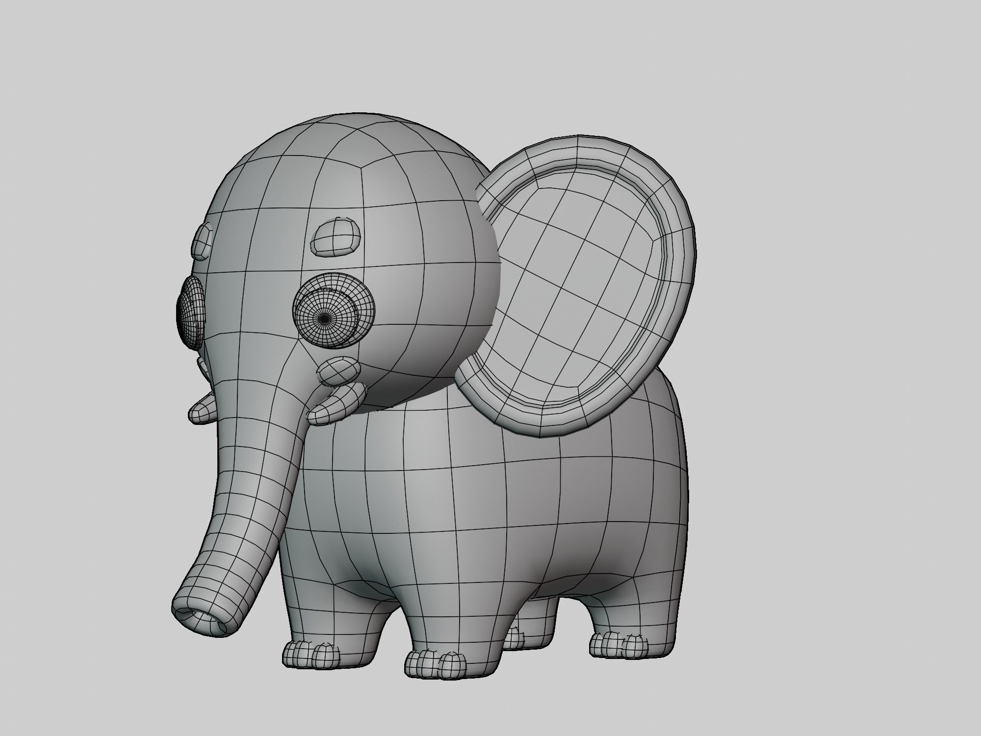 Cartoon cute Elephant 3D model_4