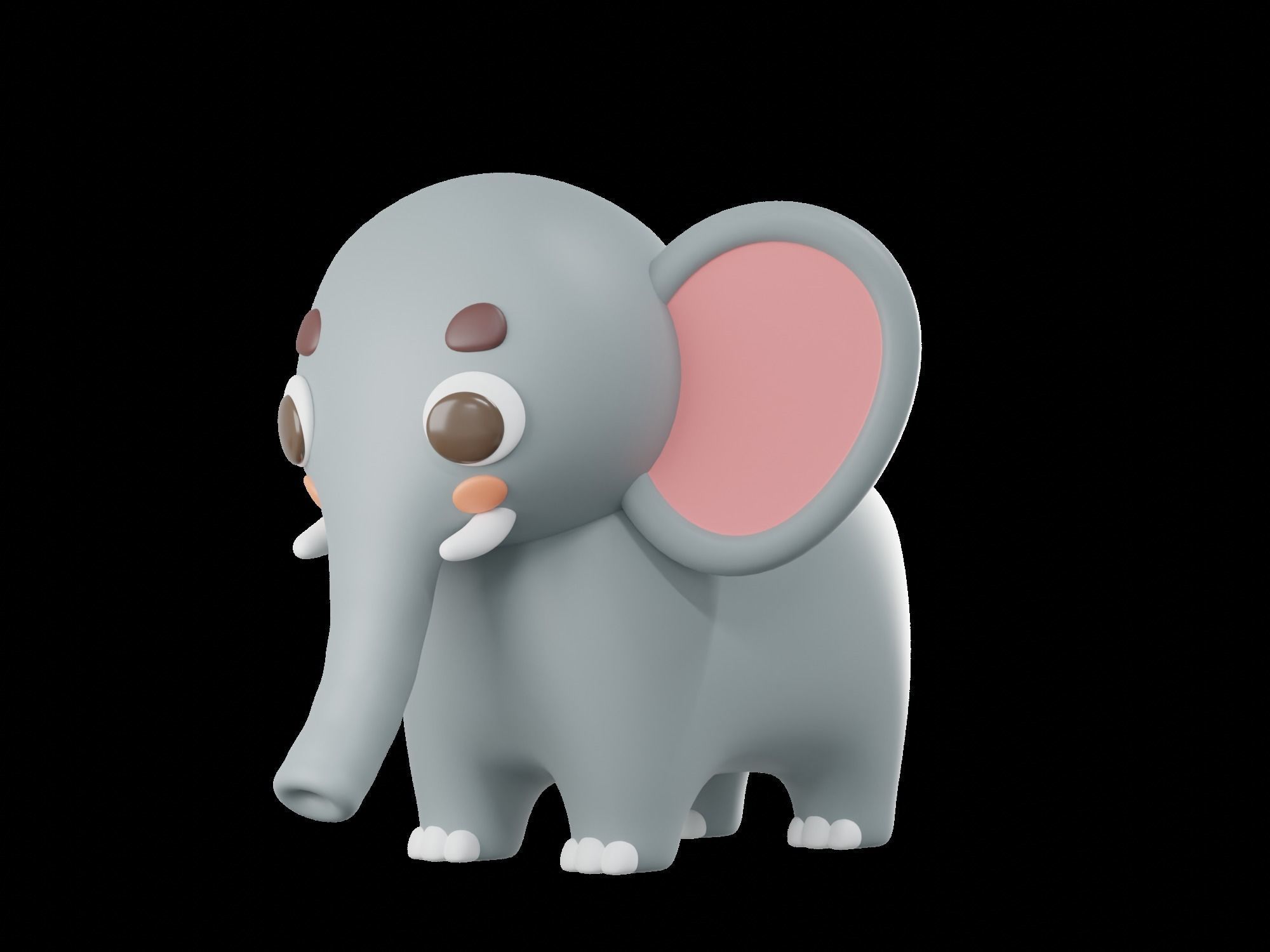 Cartoon cute Elephant 3D model_3