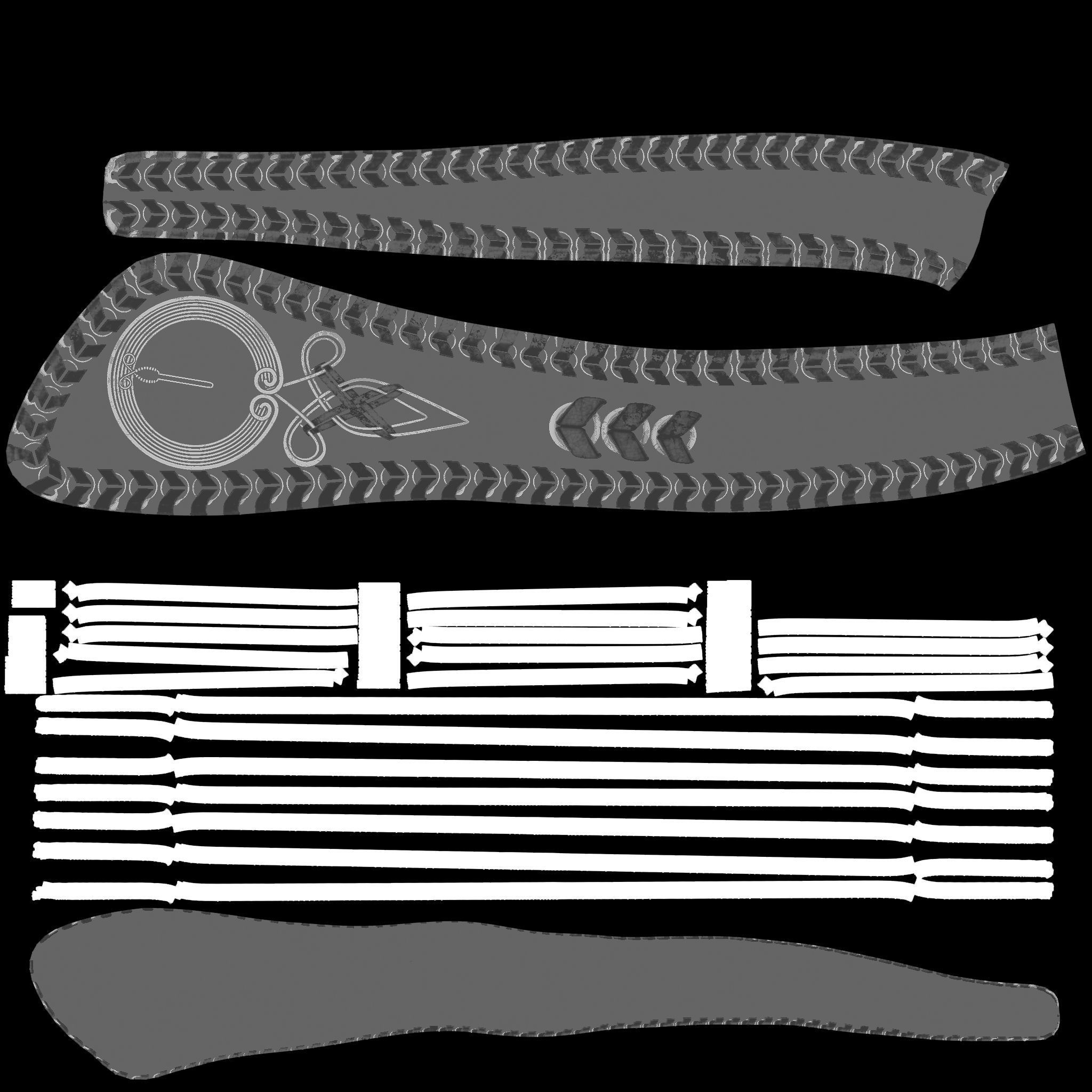 Wide Leather Copper Chain Decorated Waist Belt Low-poly 3D model_12