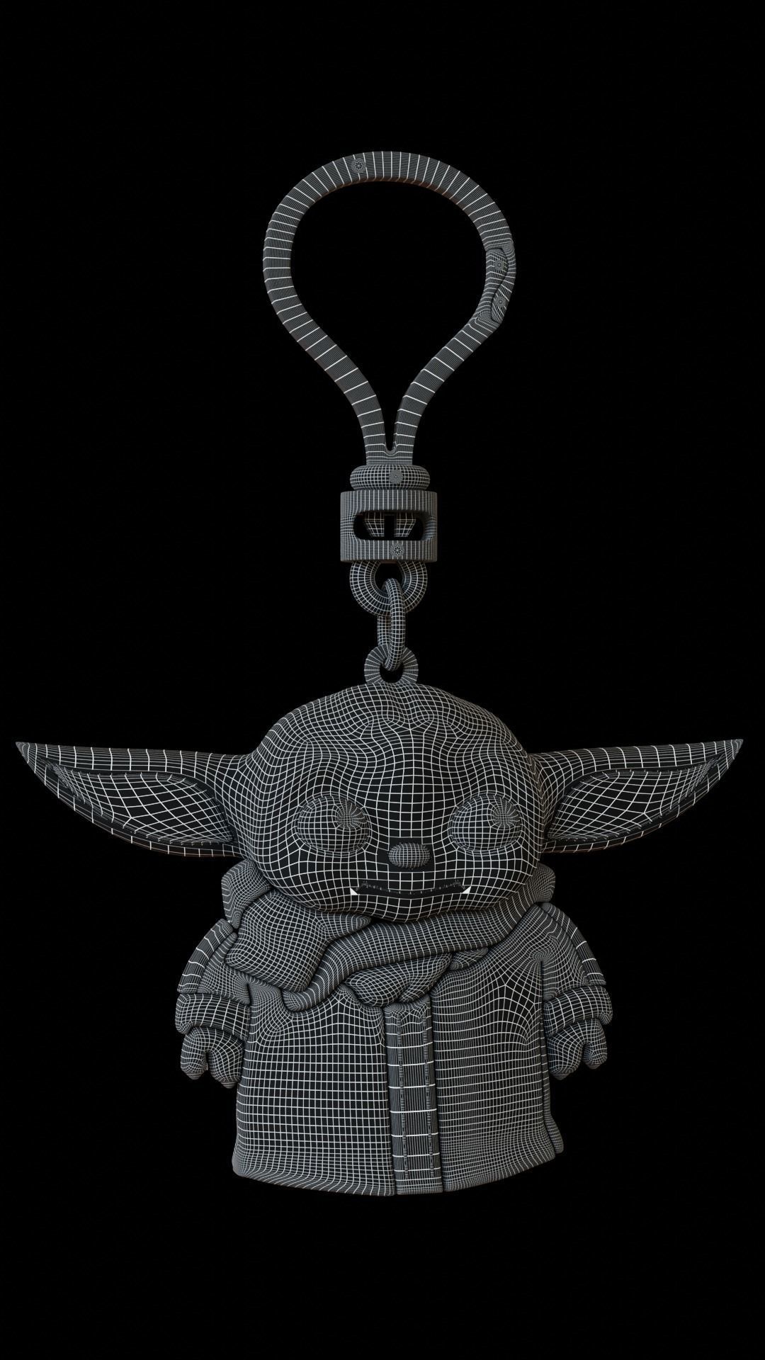 baby yoda keychain 3D model_10