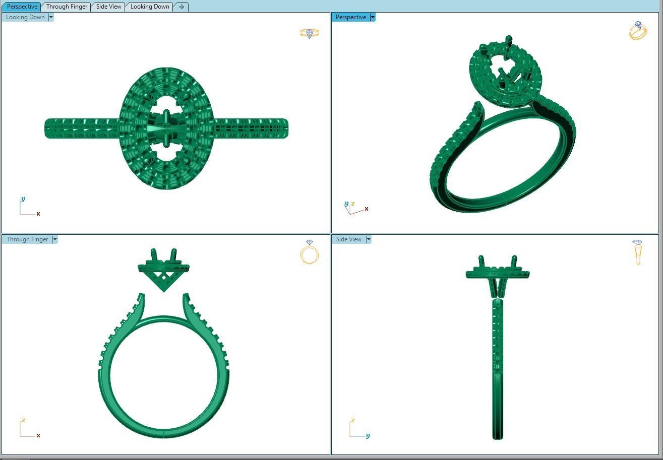 Ring214 oval diamond halo engagement ring gold 3D print model_8