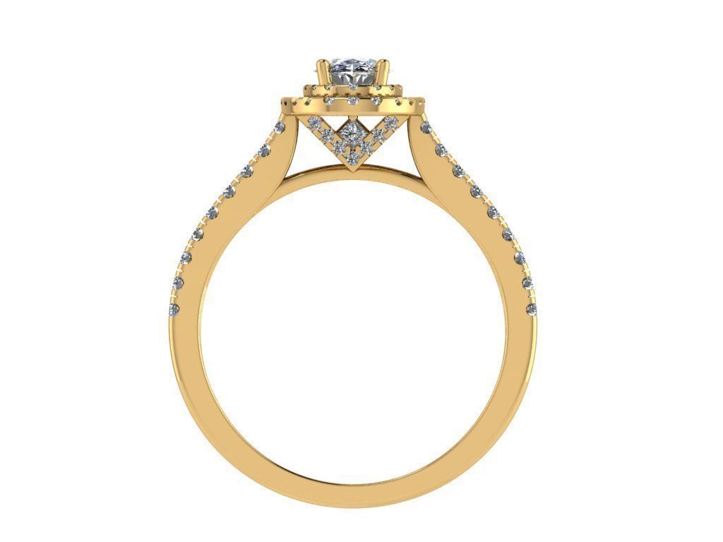 Ring214 oval diamond halo engagement ring gold 3D print model_2