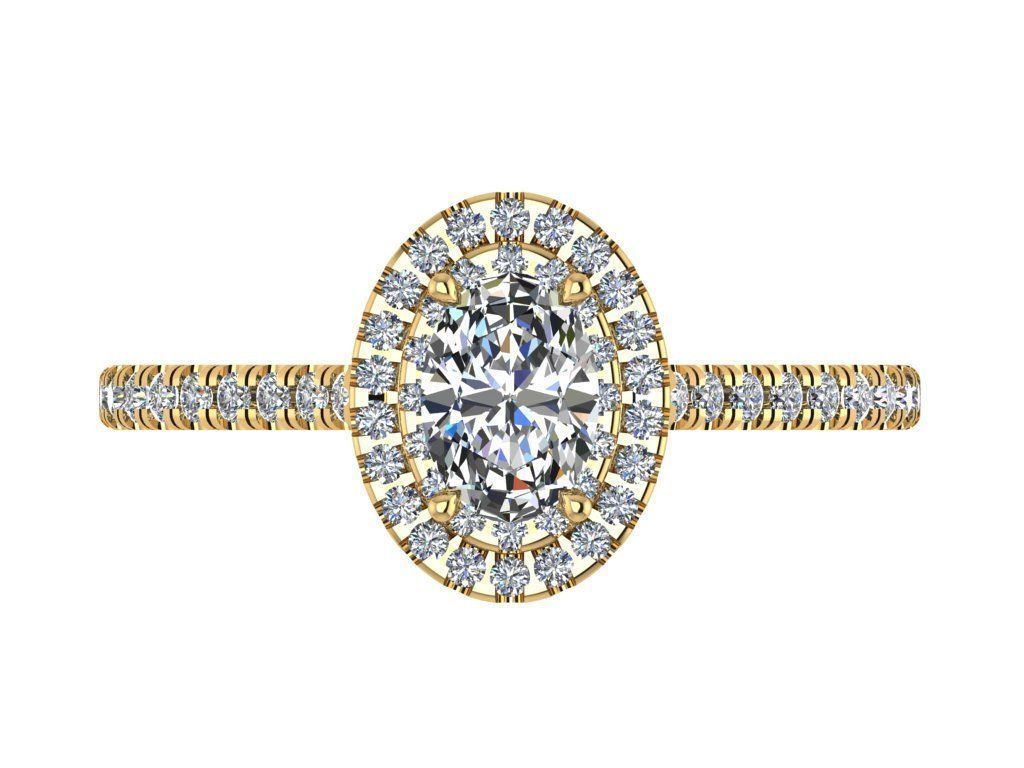 Ring214 oval diamond halo engagement ring gold 3D print model_1