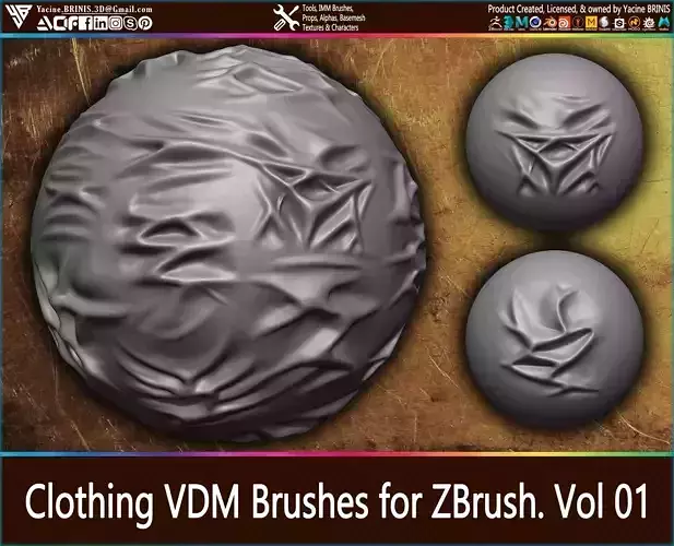 Clothing VDM Brushes for ZBrush Vol 1