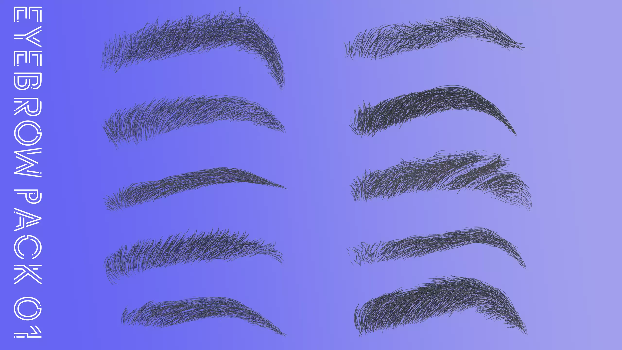 Eyebrow Pack 01 Low-poly 3D model_0