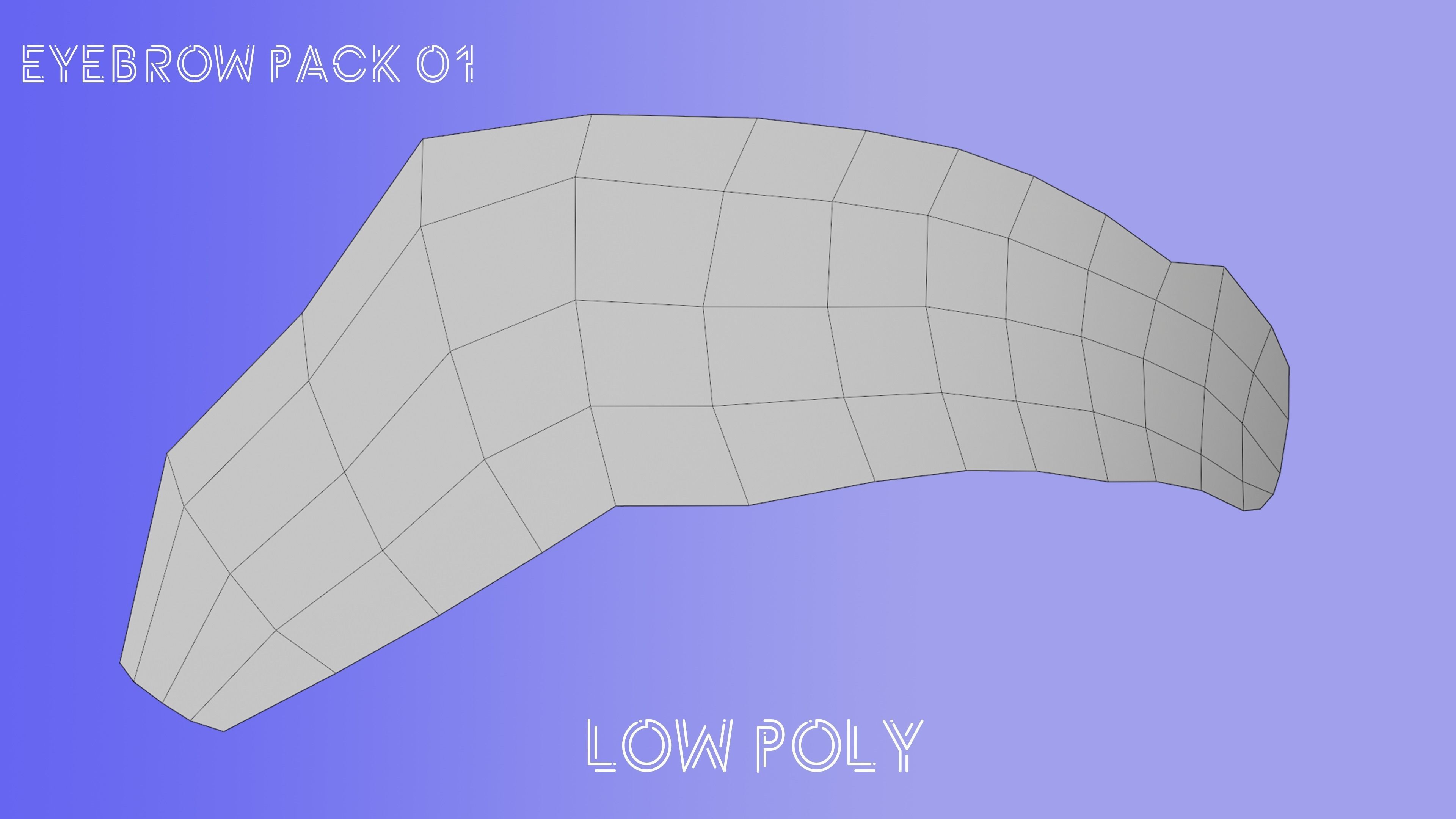 Eyebrow Pack 01 Low-poly 3D model_4