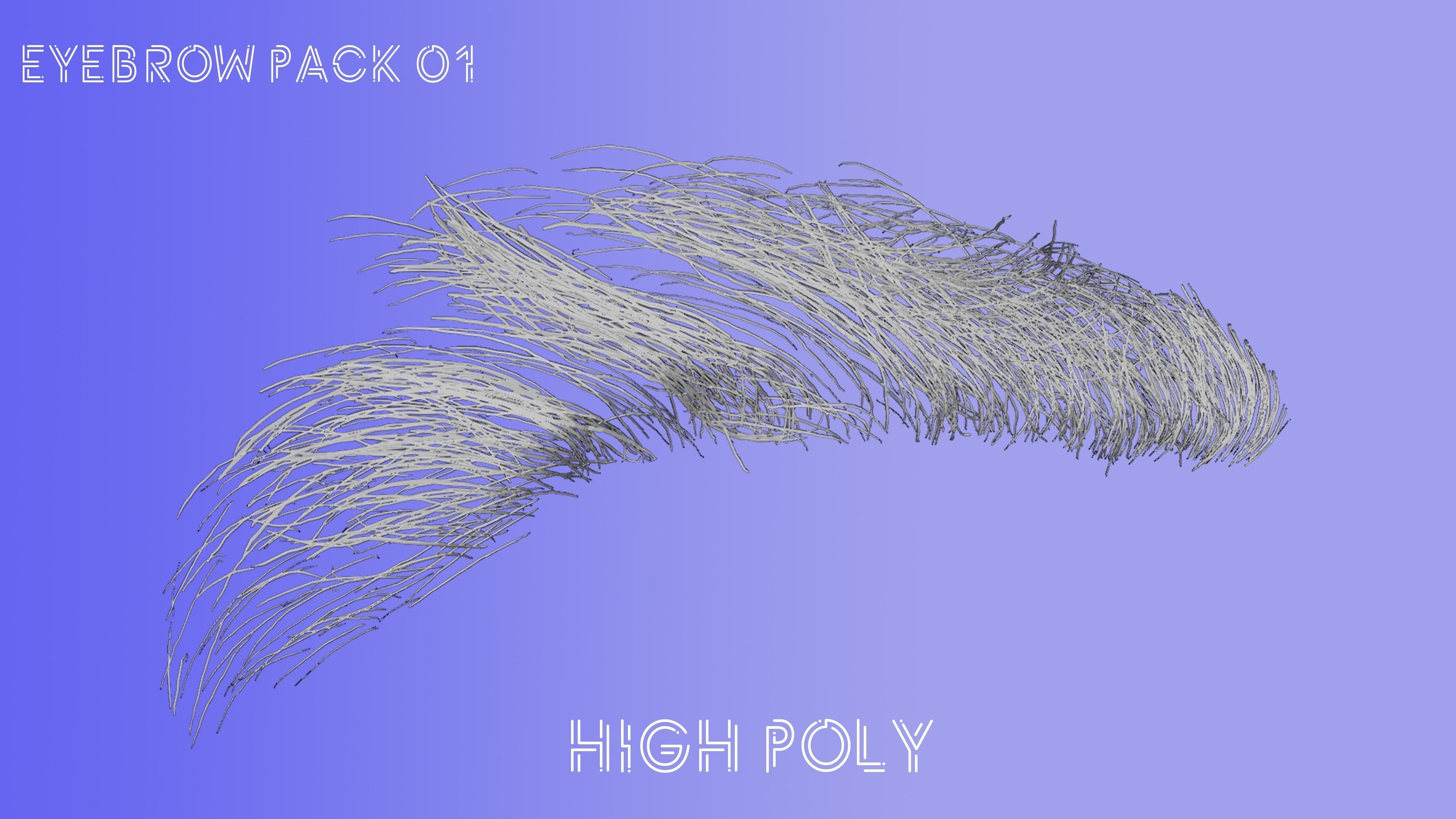 Eyebrow Pack 01 Low-poly 3D model_2
