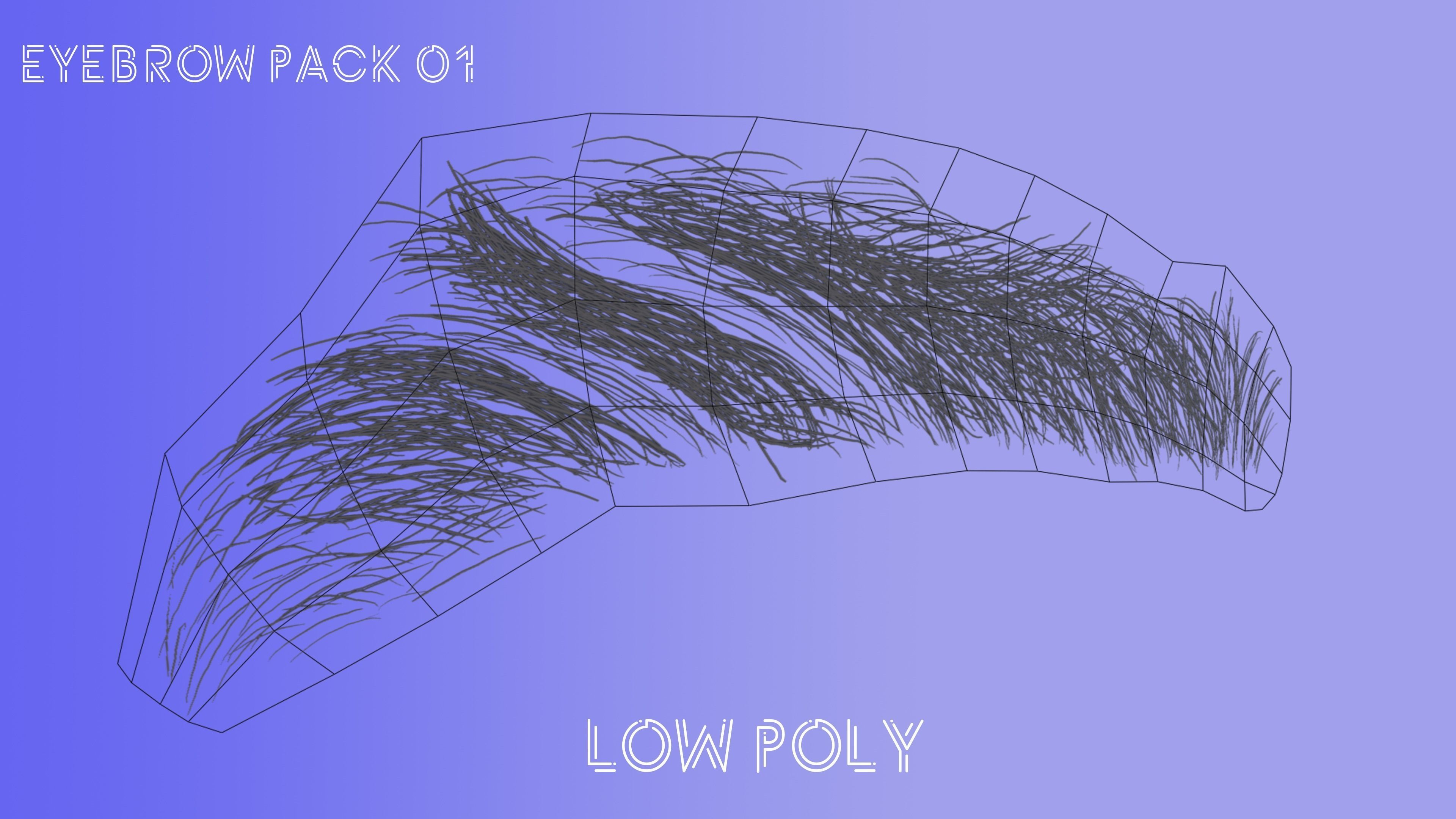 Eyebrow Pack 01 Low-poly 3D model_3