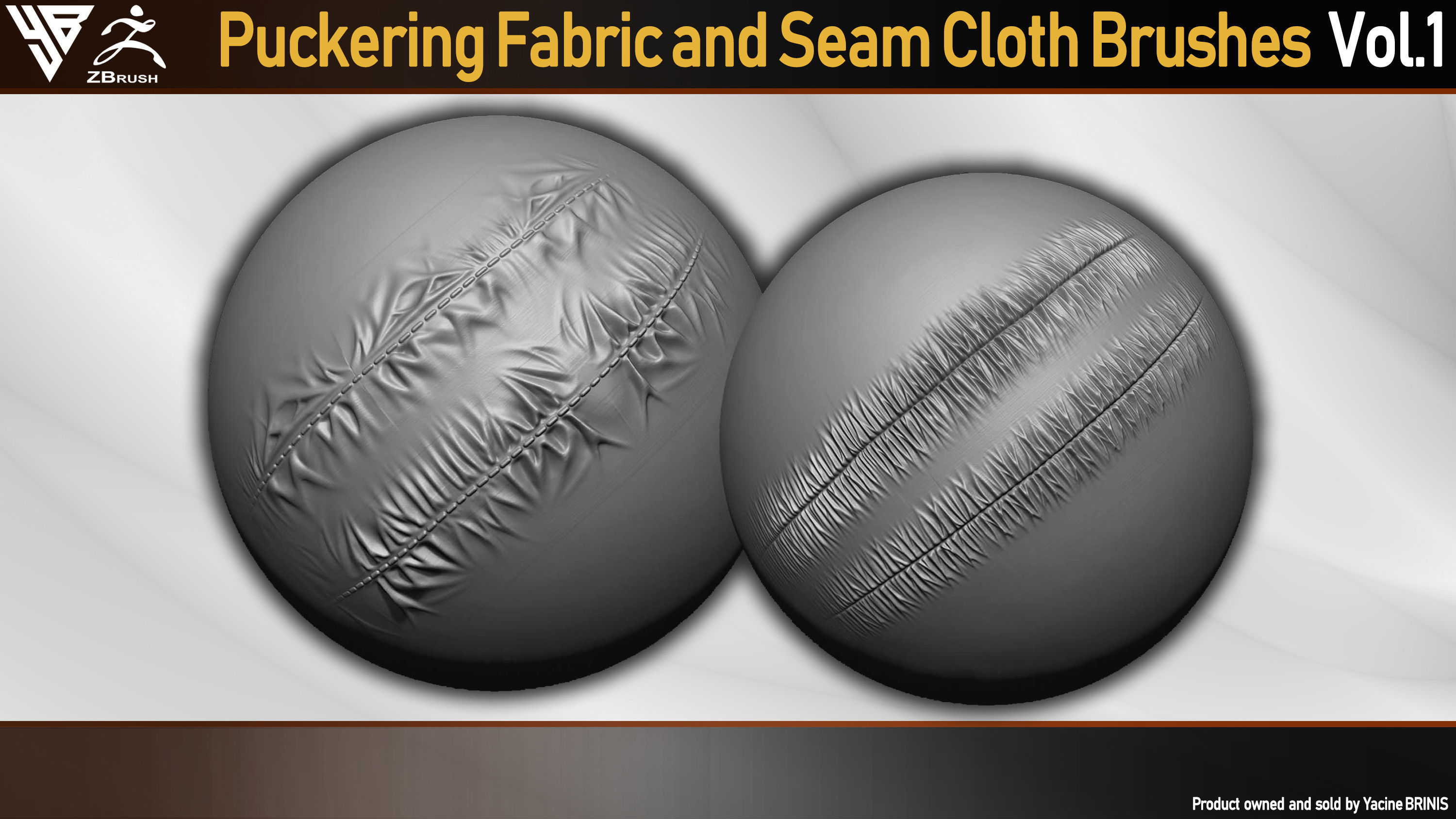 Puckering Fabric and Seam Cloth Brushes for ZBrush Low-poly 3D model_4