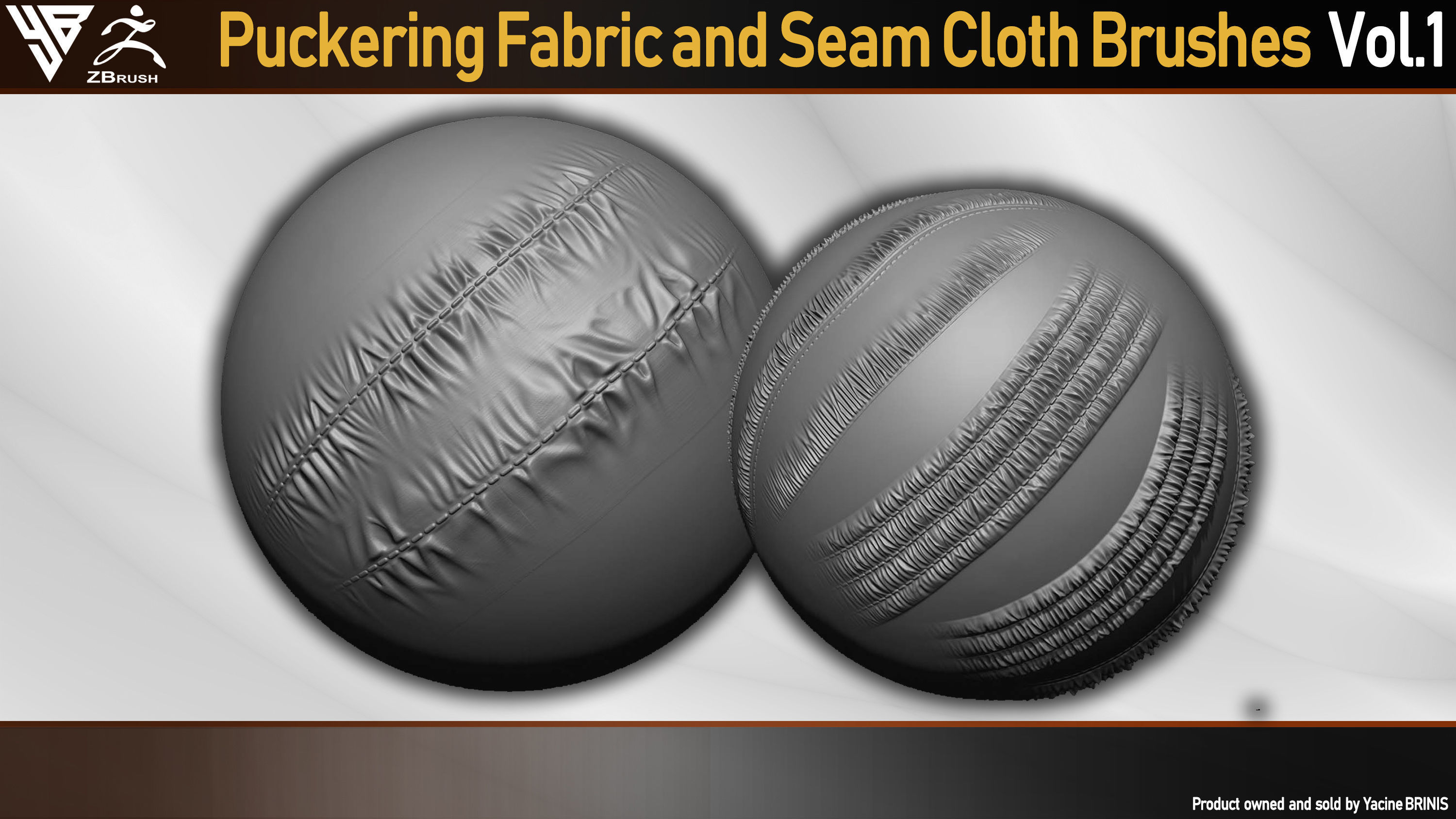 Puckering Fabric and Seam Cloth Brushes for ZBrush Low-poly 3D model_5