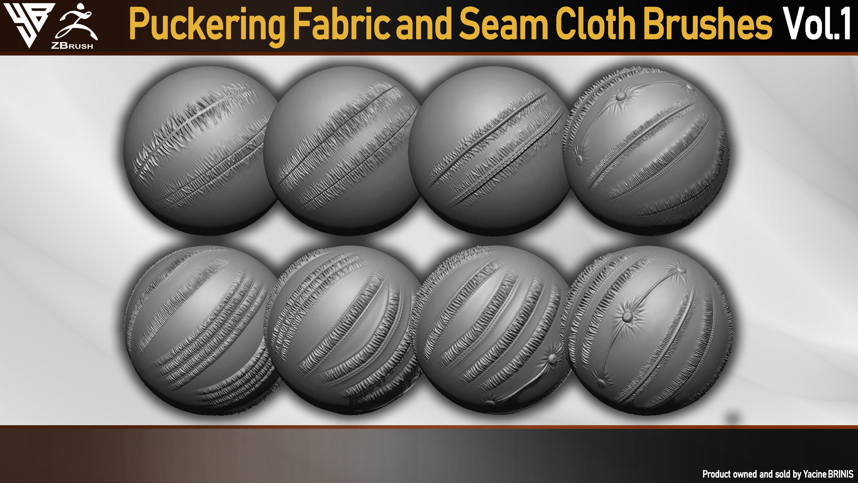 Puckering Fabric and Seam Cloth Brushes for ZBrush Low-poly 3D model_3