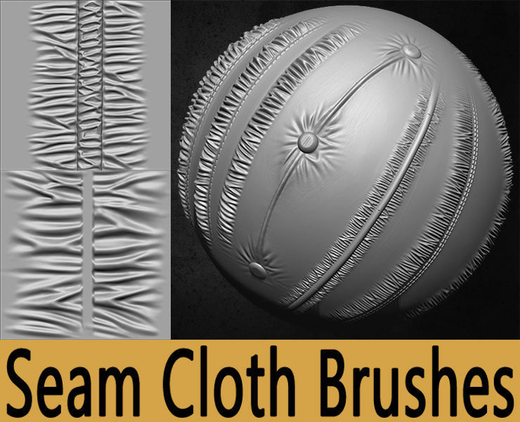Puckering Fabric and Seam Cloth Brushes for ZBrush Low-poly 3D model_8