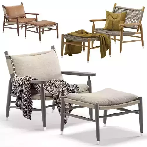 Flexform Tessa Armchair Fabric and Leather 3 Colors Version