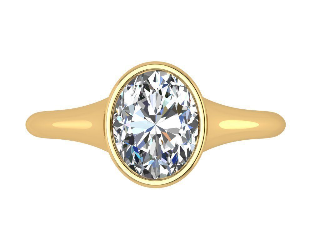 Ring215 gold ring with oval cut diamond 3D print model_1